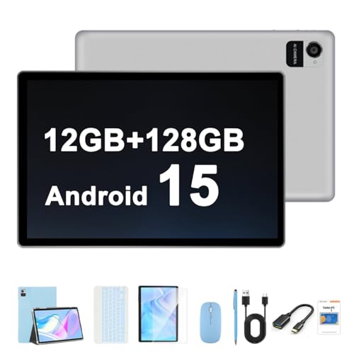Image of Crelander 10.1 Inch Android 15 Tablet, 12GB+128GB Android Tablet, 5000mAh Battery, 1280x800 Touchscreen, 5G WiFi /Bluetooth, Bundle with Case, Keyboard, Mouse & Stylus (Blue)