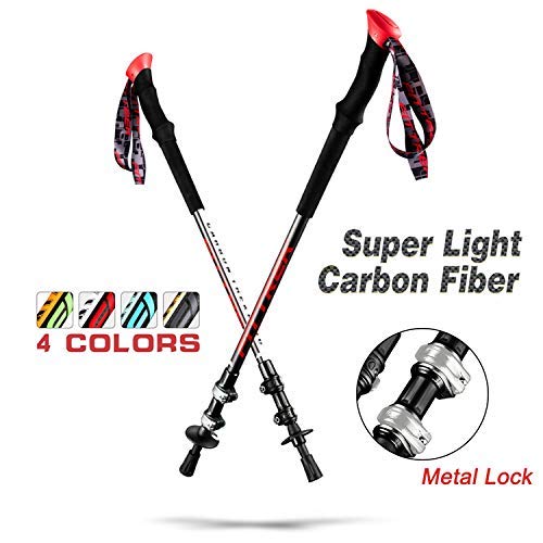 FitTrek Bastones Trekking Carbono - Bastones de Senderismo - Palos Trekking - Palos Senderismo - Bastones Marcha Nordica Telescopico para Hombre, Mujer y Niño con Accesorios Senderismo y Bolso