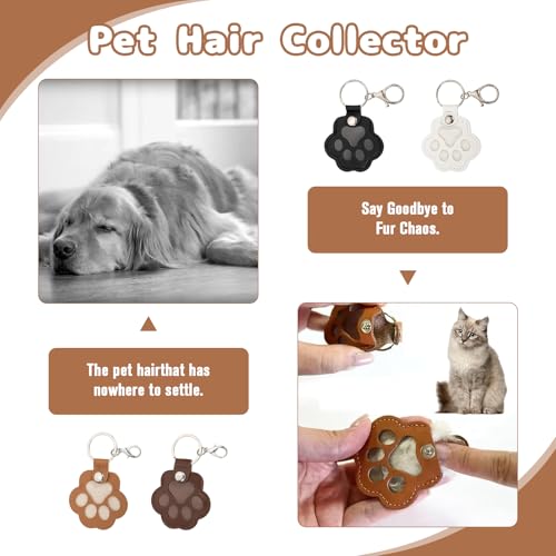 Zovator 4 Stück Schlüsselanhänger Katze Hund für Tierhaare Erinnerung, Leder Pfote Keychain, Tragbare Pet Haar Memorial Andenken Keychain Schlüsselring Für Haustier Gedenk