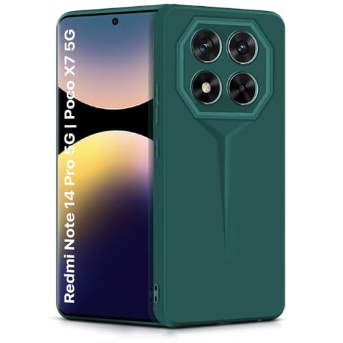 Image of WOW IMAGINE Slim Back Cover for Redmi Note 14 Pro 5G | Poco X7 5G | Blade Series Ultra Thin Case with Lightweight Design | Camera Protection | Soft Matte Silicone Flexible Mobile Case - Green