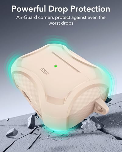 Image of ESR for AirPods Pro 2nd Generation Case, Compatible with Airpods Pro Case 2nd /1st Gen (2023 /2022 /2019), Compatible with MagSafe, Powerful Drop Protection, Magnetic Lid, Desert Titanium