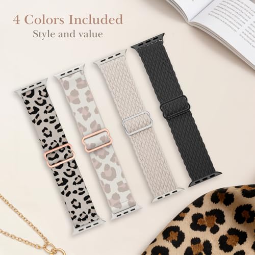 Image of Delidigi Stretchy Bands Compatible for Apple Watch Band Women 40mm 38mm 41mm 42mm 44mm 45mm 46mm 49mm, Nylon Braided Straps for iWatch Series 11 10 9 8 7 6 SE 5 4 3 Ultra 3 2 1