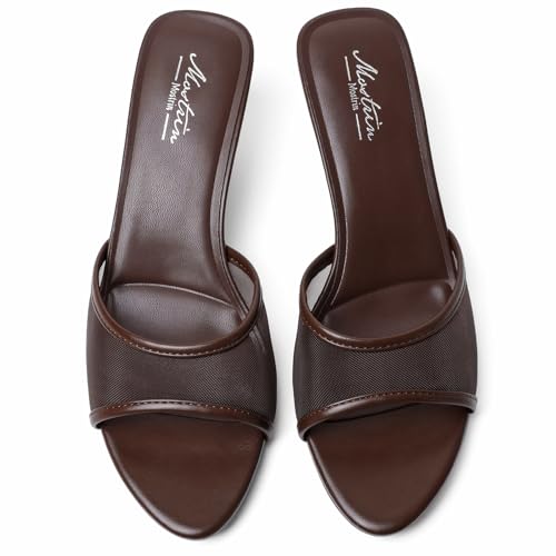 Image of Mostrin Kitten Heels for Women Pointed Toe Vintage Mules Heels Sexy Slip on Stiletto Backless Sandals for Party Wedding Daily