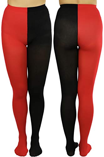 Image of ToBeInStyle Women's Two Toned Vibrant Jester Contrast Opaque Multicolored Tights