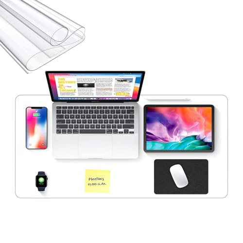 �N���A�f�X�N�}�b�g�p�b�h�A����2.0mm�̓����f�X�N�v���e�N�^�[�}�b�g�v���X�`�b�N�f�X�N�}�b�g�APVC�h������~�߃N���A���C�e�B���O�f�X�N�p�b�h�A���M�ƍ�Ɨp (Color : Clear, Size : 19.7"x31.5")