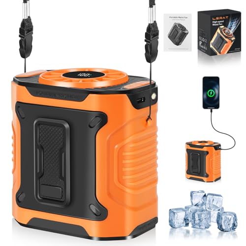 Ventilatore portatile da collo per oggetti essenziali da viaggio, 8000 mAh, ricaricabile a doppia faccia, con clip in vita, con impostazioni di 10 velocità, tempo di lavoro 24 ore, senza mani, con Ventilatore portatile da collo per oggetti essenziali da viaggio, 8000 mAh, ricaricabile a doppia faccia, con clip in vita, con impostazioni di 10 velocità, tempo di lavoro 24 ore, senza mani, con