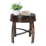 YUMIONB Round Barrel-Style Side Table, Bourbon Coffee Table Whiskey Barrel Table Handcrafted Rustic Whiskey Barrel End Table Barrel Coffee Table for Wine Bar, Living Room, Home