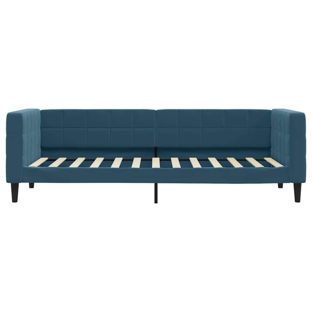Łóżko dzienne, wysuwane, niebieskie, 80 x 200 cm, aksamitna sofa do salonu, pokoju gościnnego, metalowa i drewniana rama, nowoczesne wzornictwo, wszechstronne meble