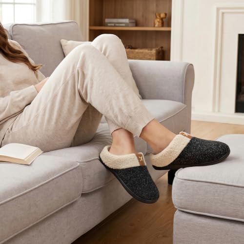 Image of ULTRAIDEAS Women's Indoor Bedroom Slipper with Memory Foam, Gift for Women, Wool-Like House Shoe with Anti-Skid Rubber Sole for Ladies