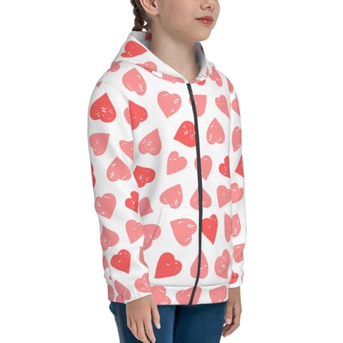 Pink Hearts1 Kid Hoodies Boys Zip Up Sweatshirts Girls Pullover with Pocket4
