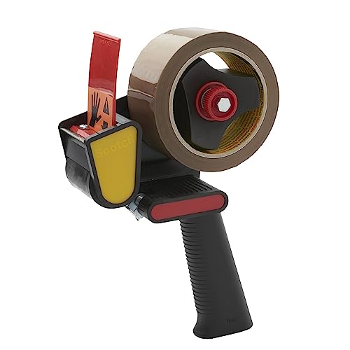 Scotch Handabroller für Verpackungsklebeband + 2 Rollen Scotch Paketklebeband, 50 mm x 66 m, braun - Ideal zum Verschließen Ihrer Kartons und Pakete