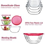 KOMUEE Bols de mélange de verre avec ensemble de lids, 4-Piece Bols de cuisine pour salade, service et cuisson, bols en verre sans danger