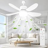 Ventilateur Plafond avec Lumiere, Plafonnier de Ampoule Ventilateur Lampe, 40/30W Lustre 52/42cm 3 Vitesses 5 Pales Silencieux, pour les Chambre, les Balcons, les Couloirs et les Salo (52CM 40W)