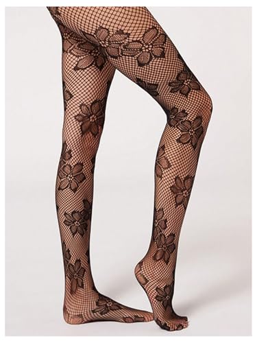Image of Milumia Women's Floral Lace Fishnet Tights Rose Pattern Sheer Mesh Pantyhose Stockings