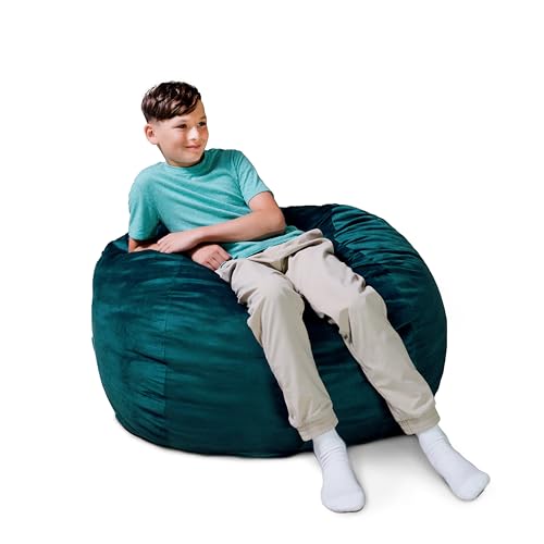 Image of Big Joe Fuf 3.5Ft Foam Bean Bag Chair for Kids, Teens, Mediterranean Plush Polyester, 3.5 Foot Large Ultra-Soft Seat for Gaming, Bedroom, Reading Nook | Premium Shredded Foam Filled, Plush, Safe for Kids Ages 3 and Up, Supports Up to 200 lbs