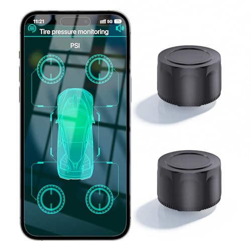 OBEST Sistema de Control de Presión de Neumáticos, Aplicación TPMS para Moto con 2 Sensores, Monitor Inalámbrico de Presión y Temperatura de los Neumáticos con Alarma, Compatible con iOS y Android