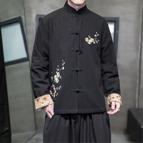 Linen Chinese style Autumn and Winter men's embroidered cotton and linen Tang suit jacket3