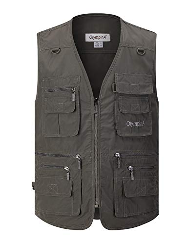 Gihuo Men's Summer Outdoor Work Safari Fishing Travel Vest With Pockets (Small, Grey) #TOP1