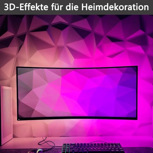 Fosoloni 12 Stück 3d Wandpaneele，Wandpaneel Diamant，30 × 30cm Matt Weiß Diamant Paneele Wand, PVC Gaming Wandpaneele, für Dekoration von Wohnzimmer, Schlafzimmer, Badezimmer