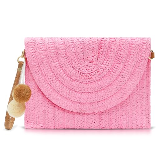 Crossbody Bags for Women, Straw Clutch Purses, Bohemian Handmade Woven Envelope Package