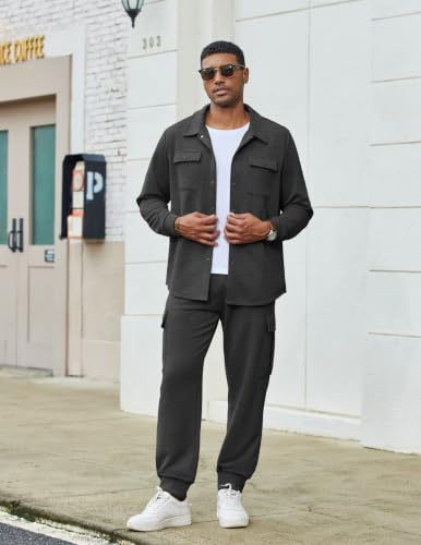 COOFANDY Men's Lightweight Sweatsuits Loungewear Sets, Dark Grey, XX-Large - image 2