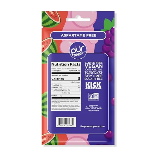 PUR Jumbo Gum Aspartame Free Chewing Gum 100 Xylitol