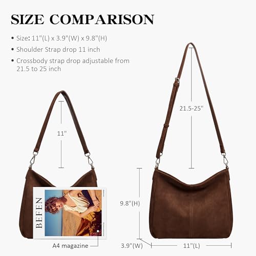 Image of befen Soft Genuine Leather Hobo Bags Purse for Women Crossbody Shoulder Bag