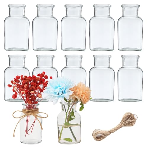12 Pièces Mini Vases en Verre,125ML Petits Vase à Fleurs,Design Vintage, Vases de Table à la décoration de Table de Mariage Moderne, Maison, Anniversaire,...