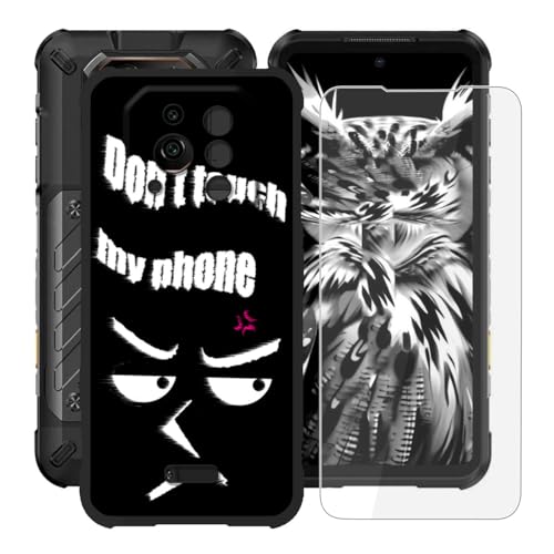 YQINHHME Black Soft TPU Bumper Phone Case for Ulefone RugOne Xever 7 (6.67") with 1 X Tempered Glass Screen Protector, Slim Silicone Shockproof Cover for Ulefone RugOne Xever 7 - Don’t Touch