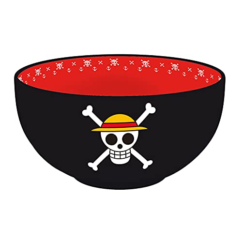 ABYstyle One Piece Schüssel Skulls - schwarz/rot, Bedruckt, 100% Keramik, Fassungsvermögen ca. 600 ml. Z107460