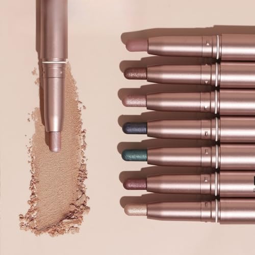 ONarisae Eyeshadow Stick Long-Lasting Cream Shimmer Finish Easy Apply with Built-in Smudger Blendable Rosybrown - Image 5