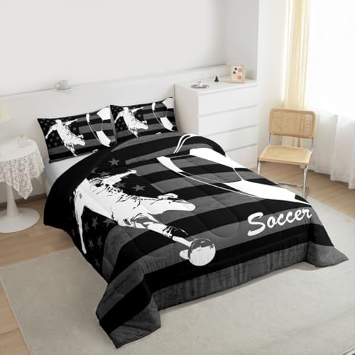 Image of Feelyou Soccer Comforter Set Twin Size 2 Pcs Kids Boys Girls