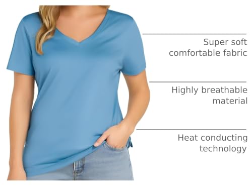Image of V Neck T Shirts for Women, Athletic Short Sleeve Workout Top, UV Sun Protection, Quick Dry Moisture Wicking Shirts for Women