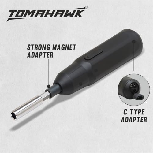 Image of TOMAHAWK T-SD-36pc 36-Piece Multipurpose Mini Handheld Screwdriver Set for Home-3.6V, Compact Reversible LED Indicator Electric Screwdriver for RC, Laptop, Phone, Computer Electronics(Color May Vary)