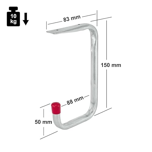 VORMANN Wandhaken Deckenhaken Gerätehaken Garagenhaken Lasthaken Haken | Traglast 10 kg | witterungsbeständig | 6-teiliges Set, Größe: 150 x 88 x 50 x 83 mm