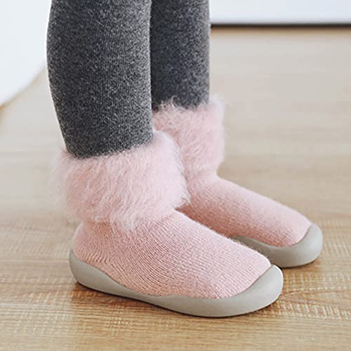 Baby Girl Shoes Size 1 Warm Stocking Girls Knit Socks Kids Rubber Soft Solid Sole Toddler Extra Wide Sneakers3