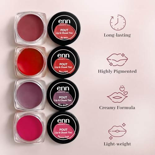 Image of Enn Beauty Pout Lip, Cheek & Eyeshadow Tint with SPF 10 withThe Goodness of Jojoba & Avocado Oil, Natural Blush for Women, Long Lasting, Sls & Paraben Free - Bare Blush, 5gm