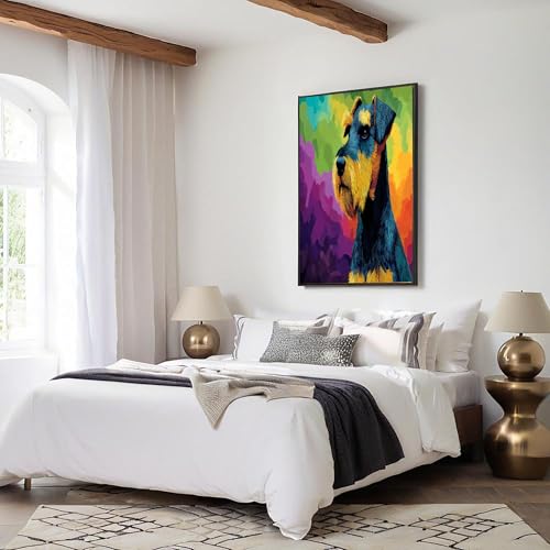 Cuadro de terrier para sala, pintura moderna en lienzo multicolor, 50x70 cm 4