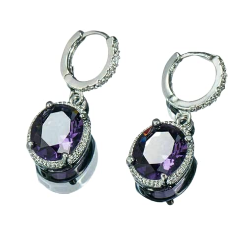 TISHYA JEWELLERS 4Ct Oval Cut Amethyst Diamond Drop & Dangle Earrings 14K White Gold Plated Sterling Silver Blue Ear Studs For Women (B0BDZRVMTR) Amazon Price History, Amazon Price Tracker