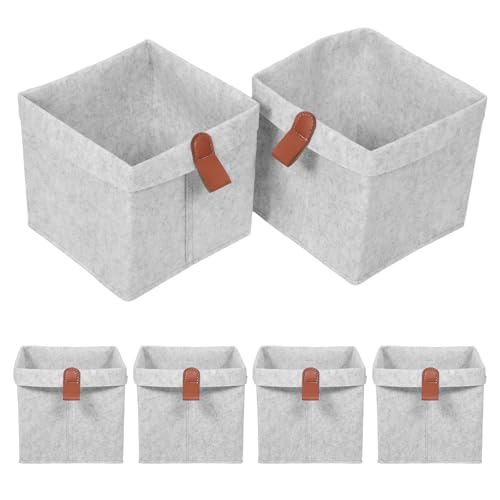 Cestas de fieltro de alta densidad cubos de almacenaje con acabados minimalistas gris 2