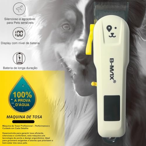 Máquina de Tosa Profissional Silenciosa para Cães e Gatos | Lâminas de Aço Inoxidável | Recarregável