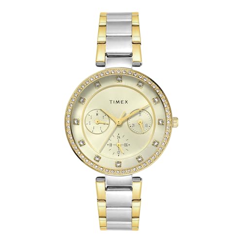 Image of TIMEX Champagne Round Dial Analog Women's Watch - TWEL18711