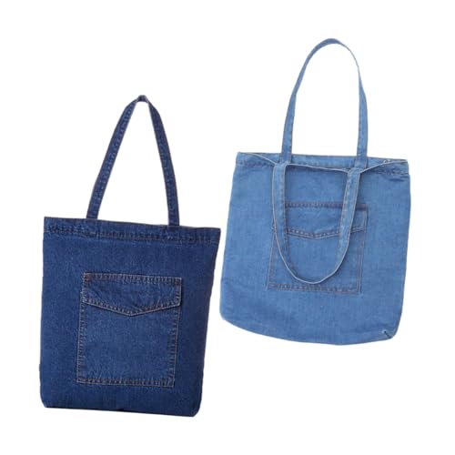 Sac cabas denim pour femmes Beavorty : grand sac à main en jean bleu rétro