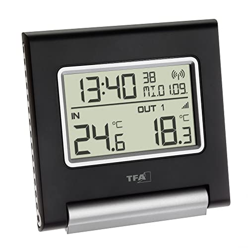 TFA Dostmann Spot Funk-Thermometer, 30.3030, Höchst-und Tiefwerte, Außentemperatur, Innentemperatur schwarz L 109 x B 20 (39) x H 104 mm