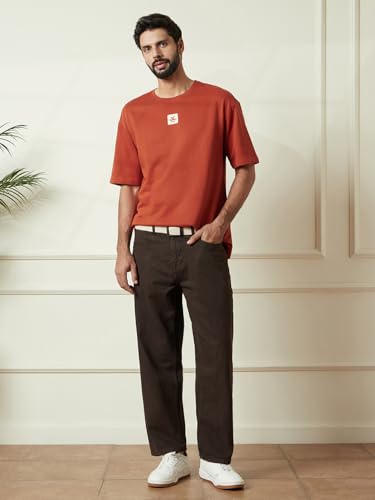 Image of WROGN Men's 100% Cotton T-Shirt | Back Graphic Print | Oversized Fit