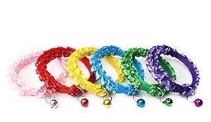 Litvibes Cat Collars Set of 3 Breakaway with Bell & Frill Design,Kitten & Small Dogs Soft Adjustable,Safe,Solid & Protection for Cats &Puppies,Cute Kitty Neckband with Frill Design-(Random Colors)