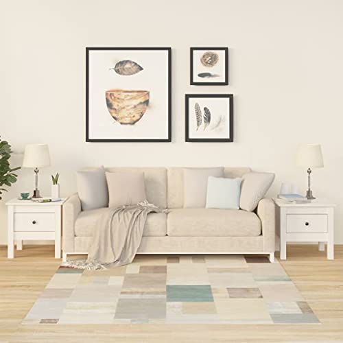 AJJHUUKI Muebles de exterior - Mesas auxiliares 2 piezas blancas 40 x 40 x 39 cm, madera maciza de pino