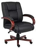 Boss Office Products B8996-M Mid Back Executive Wood Chair with Mahogany Finish in Black