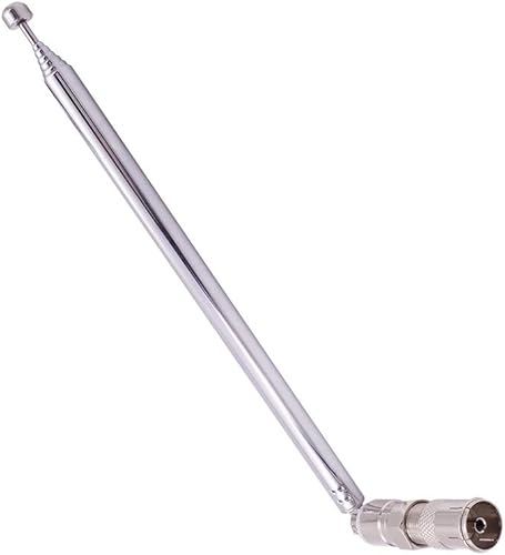 Miniatura 7 de Antena de radio FM, telescópica de 75 ohmios, tornillo F macho con conector PAL BNC de 0.138 in, adaptador de conector de conector AM FM Antena de