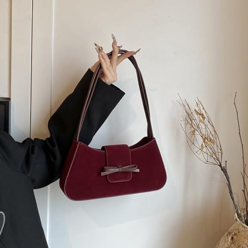 YFGBCX Suede Purses for Women Small Shoulder Bag Brown Purse Suede Tote Handbag for Work Everyday3